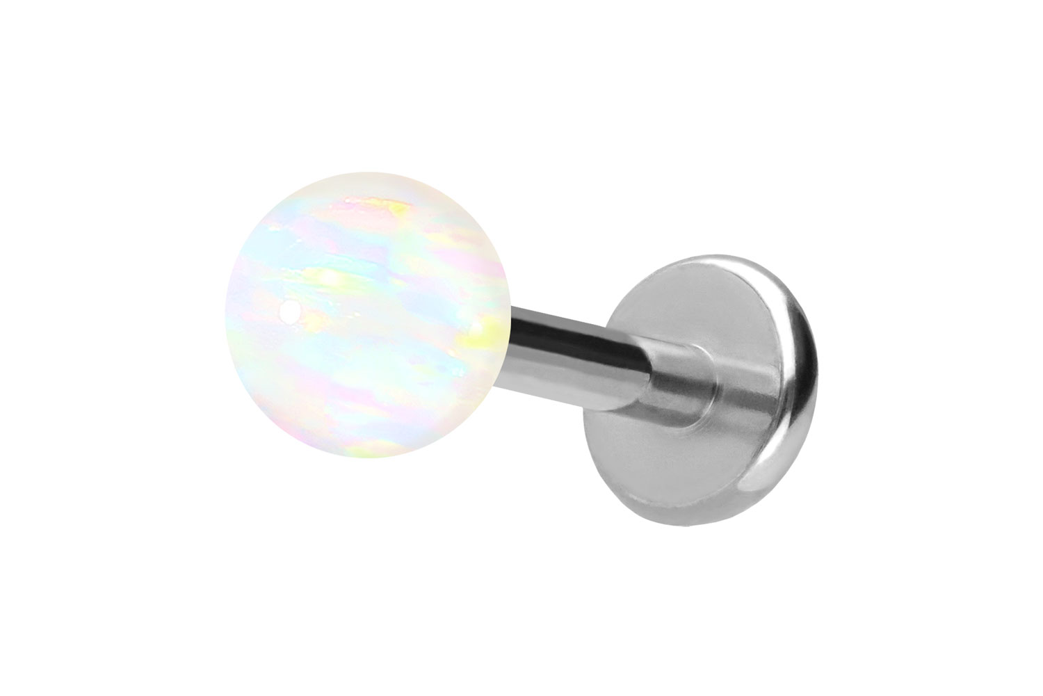 Titan Labret Piercing mit Push Fit SYNTHETISCHER OPAL